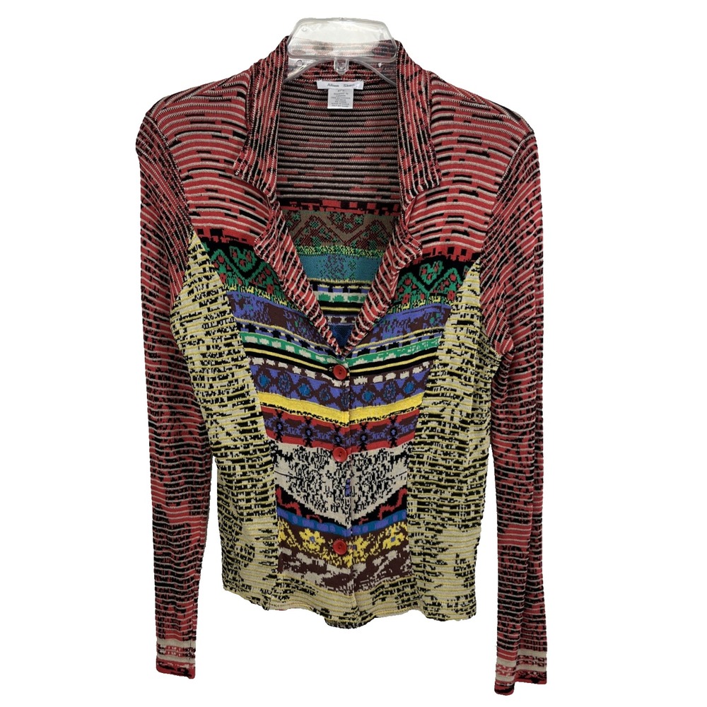 Alison Sheri Women's Cardigan Sweater Size S Buttons Colorful Knit Boho